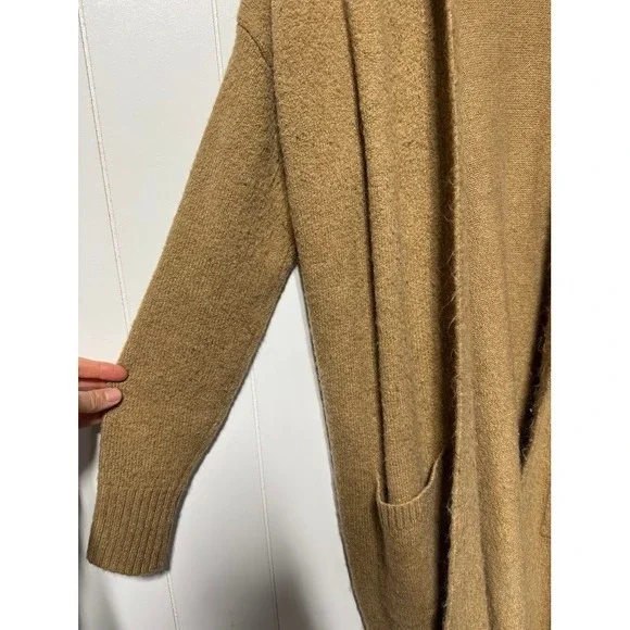 GAP Women Camel Heather Long Open Front Cardigan Sweater Size L - Picture 7 of 10